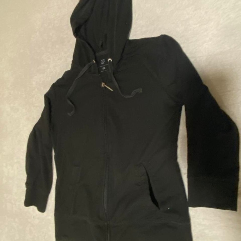 Black NY & Co. hoodie zip up women XS half sleeve. SKU358
